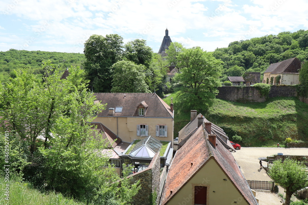 Vue d'ensemble du village, ville de Gargilesse-Dampierre, département de l'Indre, France