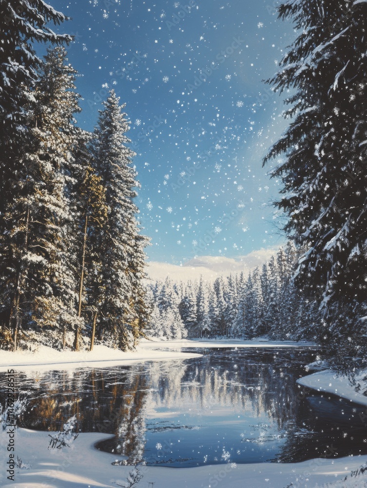 Fototapeta premium Winter forest snow scene