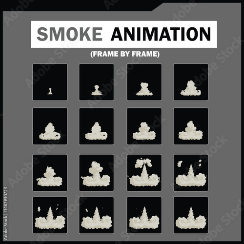 Vector Smoke FX Sprite Sheet Pack, Cloud, wind, Tea Steam, Smoke Explosion & More, steam smoke, 2D Game & Animation