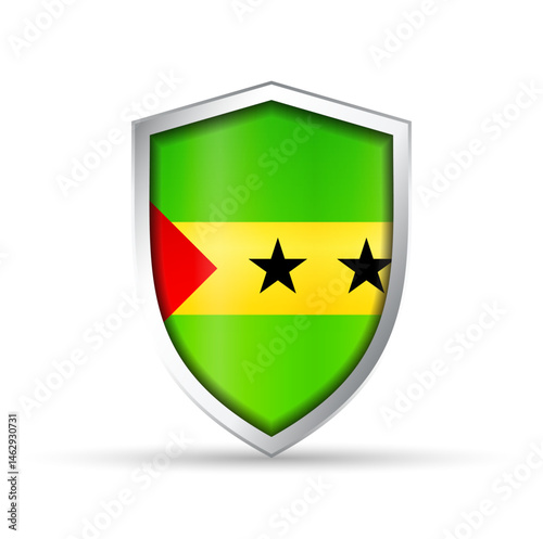 Sao Tome and Principe Flag Glossy Shield Icon
