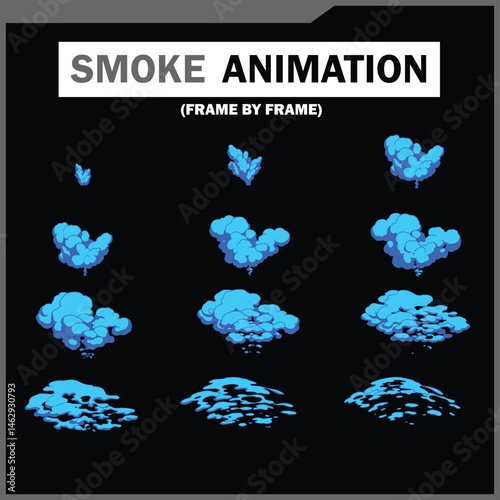Vector Smoke FX Sprite Sheet Pack, Cloud, wind, Tea Steam, Smoke Explosion & More, steam smoke, 2D Game & Animation