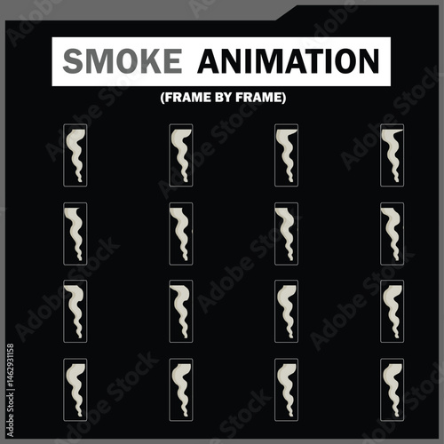Vector Smoke FX Sprite Sheet Pack, Cloud, wind, Tea Steam, Smoke Explosion & More, steam smoke, 2D Game & Animation