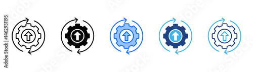 Continuous Improvement Icon Set With Multiple Style Collection 