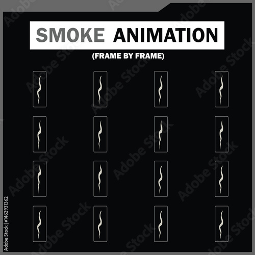 Vector Smoke FX Sprite Sheet Pack, Cloud, wind, Tea Steam, Smoke Explosion & More, steam smoke, 2D Game & Animation