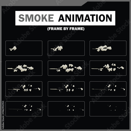 Vector Smoke FX Sprite Sheet Pack, Cloud, wind, Tea Steam, Smoke Explosion & More, steam smoke, 2D Game & Animation