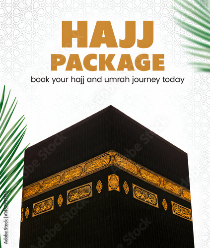 Hajj Mubarak Travel Greeting Card With Kaaba Background Hajj Advertisement Post Hajj Celebration