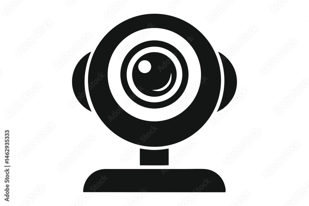 Black webcam device showcases modern video technology and streamlined digital communication perfectly Black webcam device showcases modern video technology and streamlined digital communication perfectly