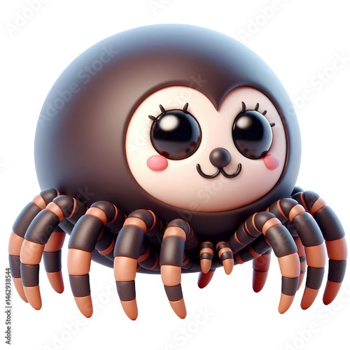 Cute 3d spider isolated on white background
