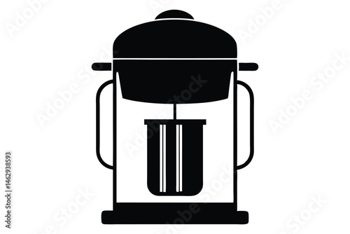 Black silhouette shows electric water boiler with central heating element clearly visible inside