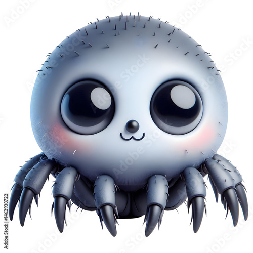 Cute 3d spider isolated on white background