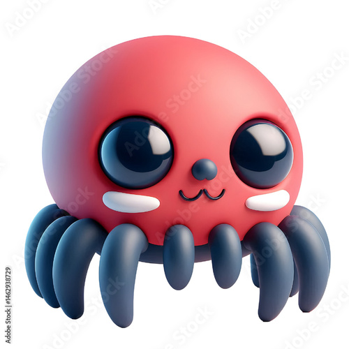 Cute 3d spider isolated on white background