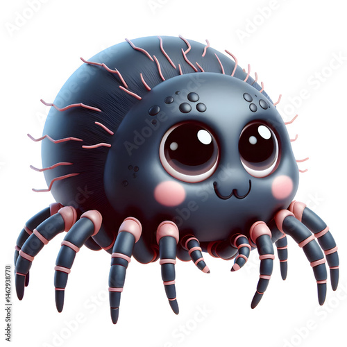 Cute 3d spider isolated on white background