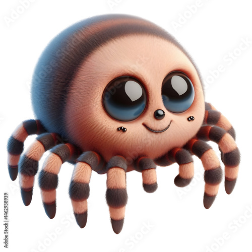 Cute 3d spider isolated on white background