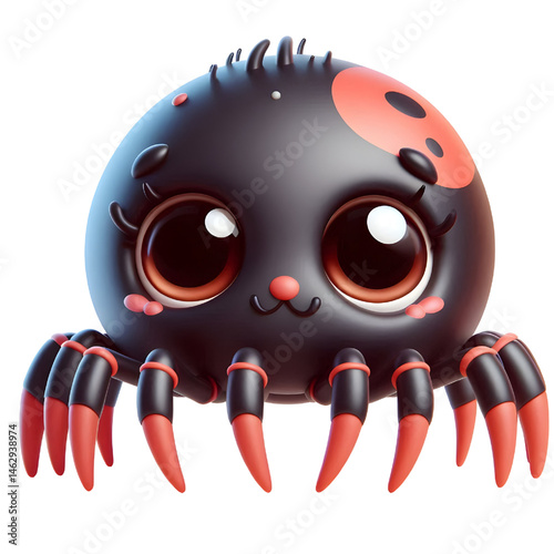 Cute 3d spider isolated on white background