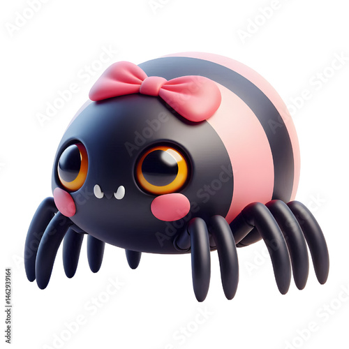 Cute 3d spider isolated on white background