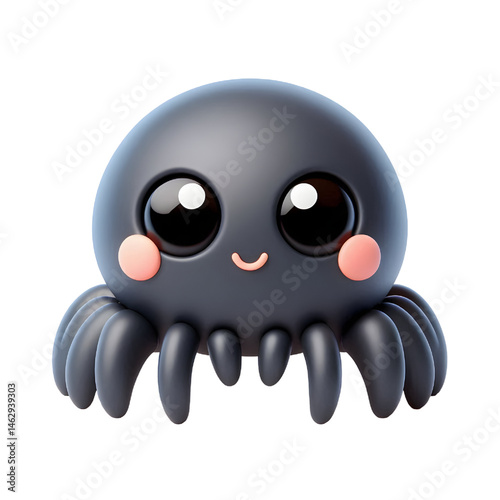 Cute 3d spider isolated on white background