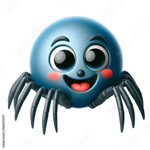 Cute 3d spider isolated on white background