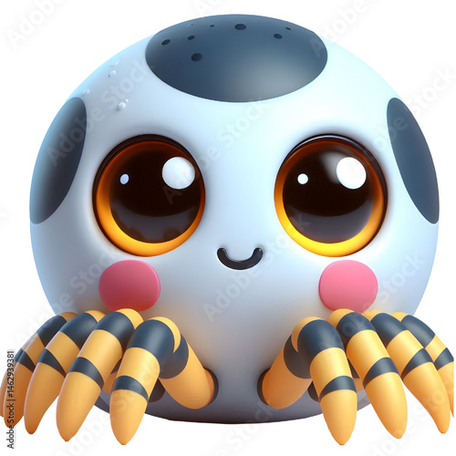 Cute 3d spider isolated on white background