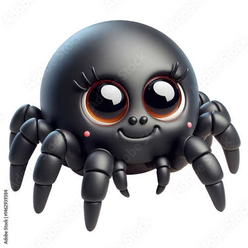 Cute 3d spider isolated on white background