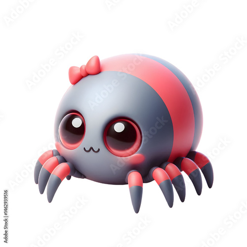 Cute 3d spider isolated on white background