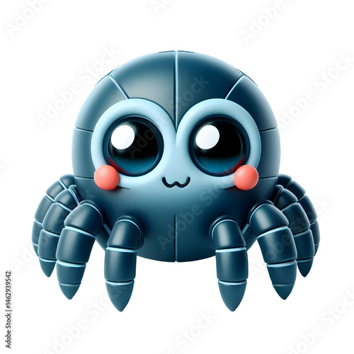 Cute 3d spider isolated on white background