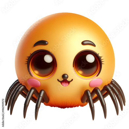 Cute 3d spider isolated on white background