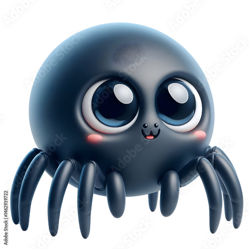 Cute 3d spider isolated on white background