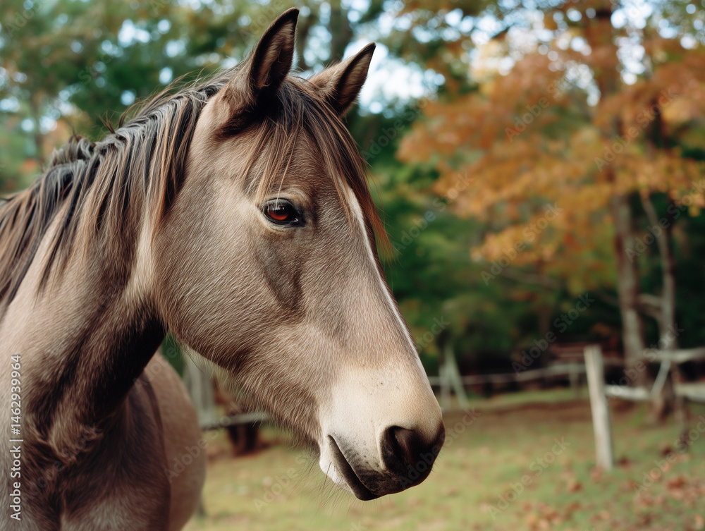 Fototapeta premium roan horse color ranch lifestyle countryside farm animal horses standing beautiful animal