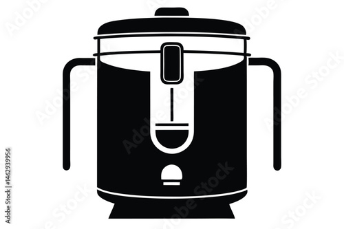 Isolated black electric deep fryer reveals a control panel and two prominent side handles