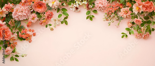 Delicate Pink Floral Arrangement On Pastel Background