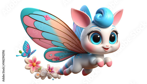 Cute 3d butterfly isolated on white background