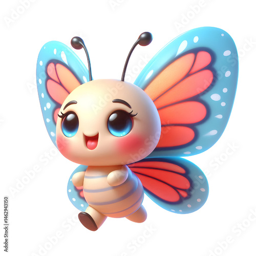 Cute 3d butterfly isolated on white background