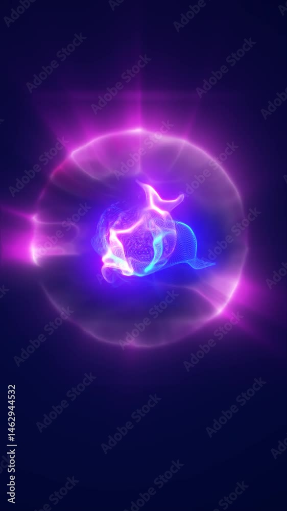 Abstract glowing sphere with layered plasma forms and radiant purple-pink energy field Abstract glowing sphere with layered plasma forms and radiant purple-pink energy field