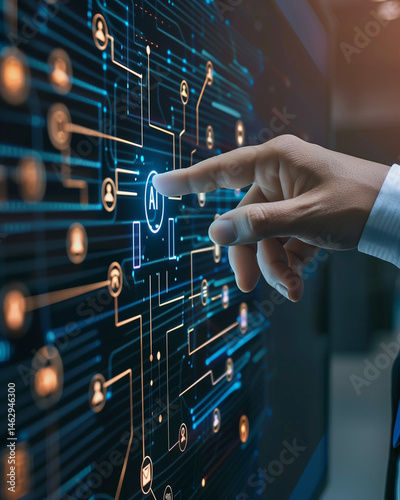 Automation of workflow with artificial intelligence AI. Intelligent process automation IA or robotic process automation RPA technology