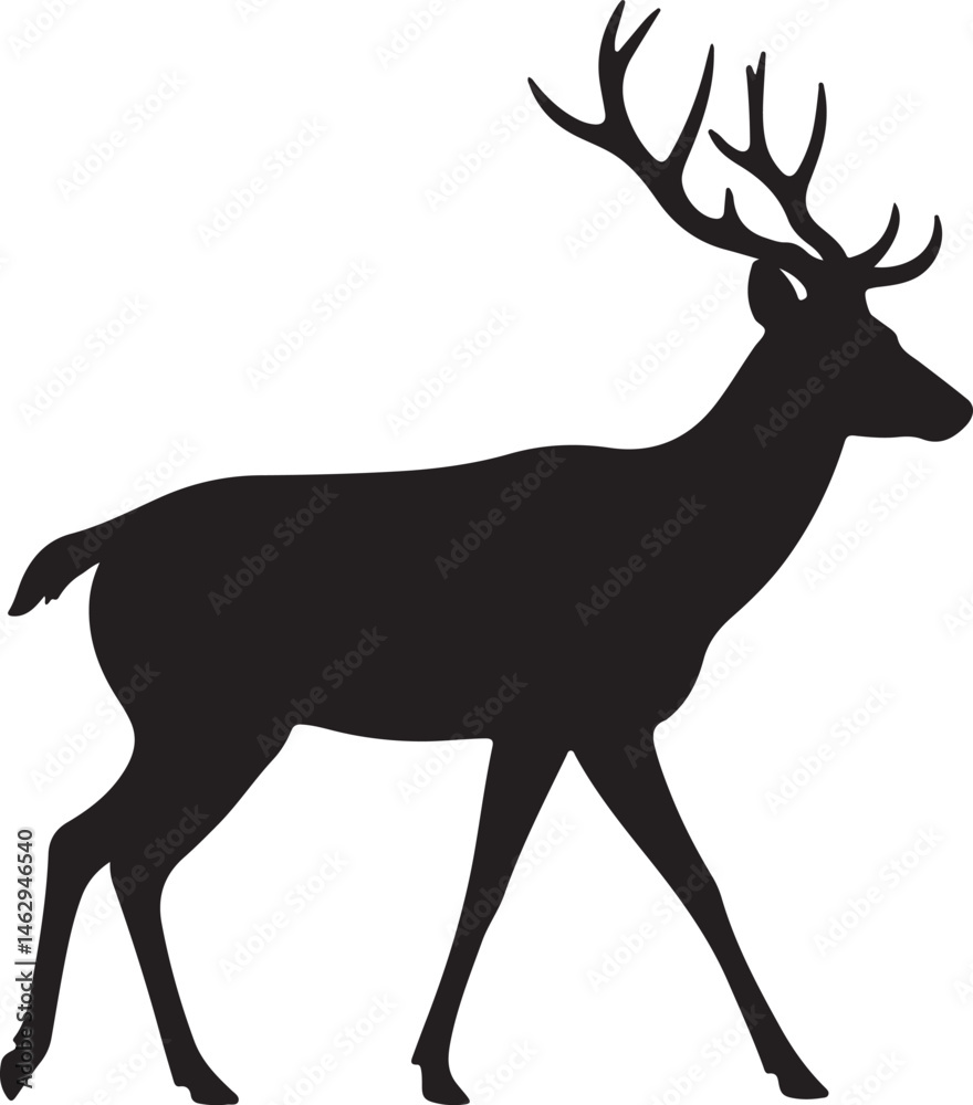 Fototapeta premium Deer Graceful Silhouette Vector Illustration