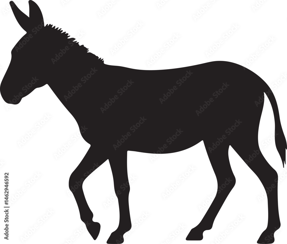 Fototapeta premium Donkey Silhouette Vector Illustration