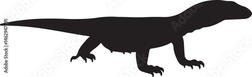 Nile Monitor lizard vector silhouette on white background