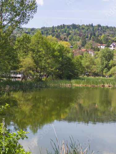 Obraz na płótnie Spring Landscape of Pancharevo lake, Bulgaria w salonie