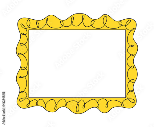 Decorative gold picture frame isolated cartoon doodle illustration vector