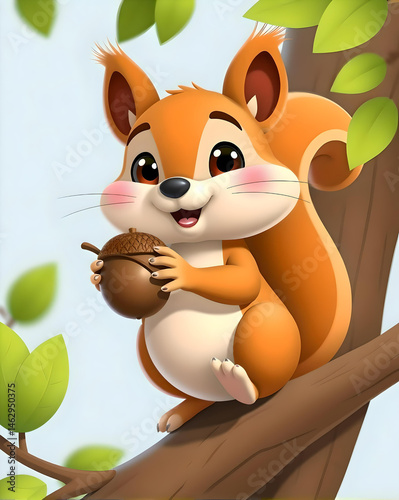Adorable Chipmunk Holding a Nut – Cute Animal Character