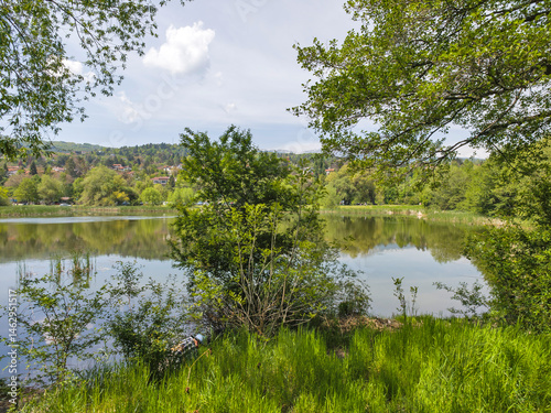Obraz na płótnie Spring Landscape of Pancharevo lake, Bulgaria w salonie
