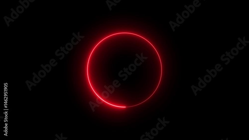 Abstract seamless loop neon circle, neon light trail circle animation on black background. Endless circular looping pattern ,Looping video. 