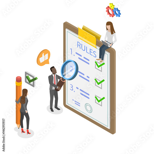 Wallpaper Mural 3D Isometric Flat  Illustration of List Of Rules, Compliance and Regulations Torontodigital.ca