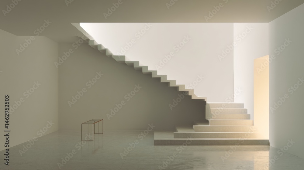 Fototapeta premium Minimalist staircase with invisible railing and no risers