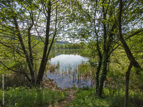 Obraz na płótnie Spring Landscape of Pancharevo lake, Bulgaria w salonie