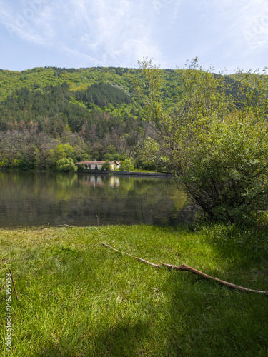 Obraz na płótnie Spring Landscape of Pancharevo lake, Bulgaria w salonie