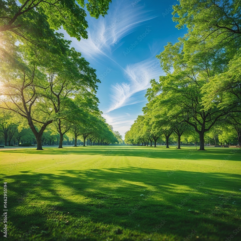 Naklejka premium Colorful Playground Set Among Tall Trees
