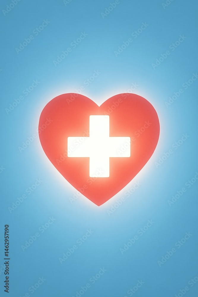 Heart symbol shaped like a medical cross shining brightly for Nurses Day celebration Heart symbol shaped like a medical cross shining brightly for Nurses Day celebration