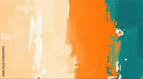 Abstract Colorful Paint Strokes with Orange and Teal Splashes