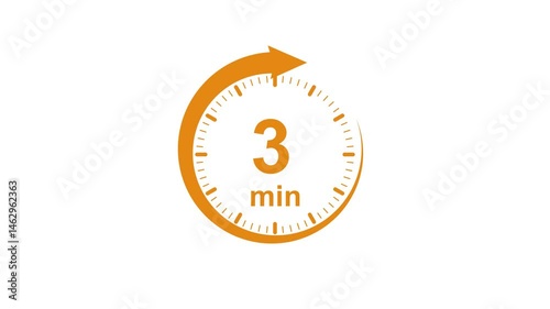 Clock Face Timer - The 3 minutes, stopwatch icon. Stopwatch icon in flat style. white and green background 4k video timer 3 minutes countdown icon. Time measure. The chronometer icon